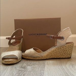 Lucky Brand ankle strap wedge sandals size 9.5